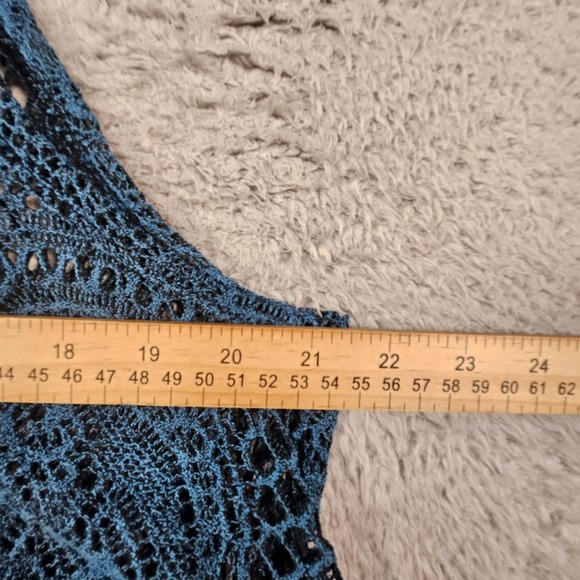 Pretty Angel Crochet Top Womens M Lace Sheer Linen Silk Whimsigoth Fairy Grunge - Picture 12 of 13